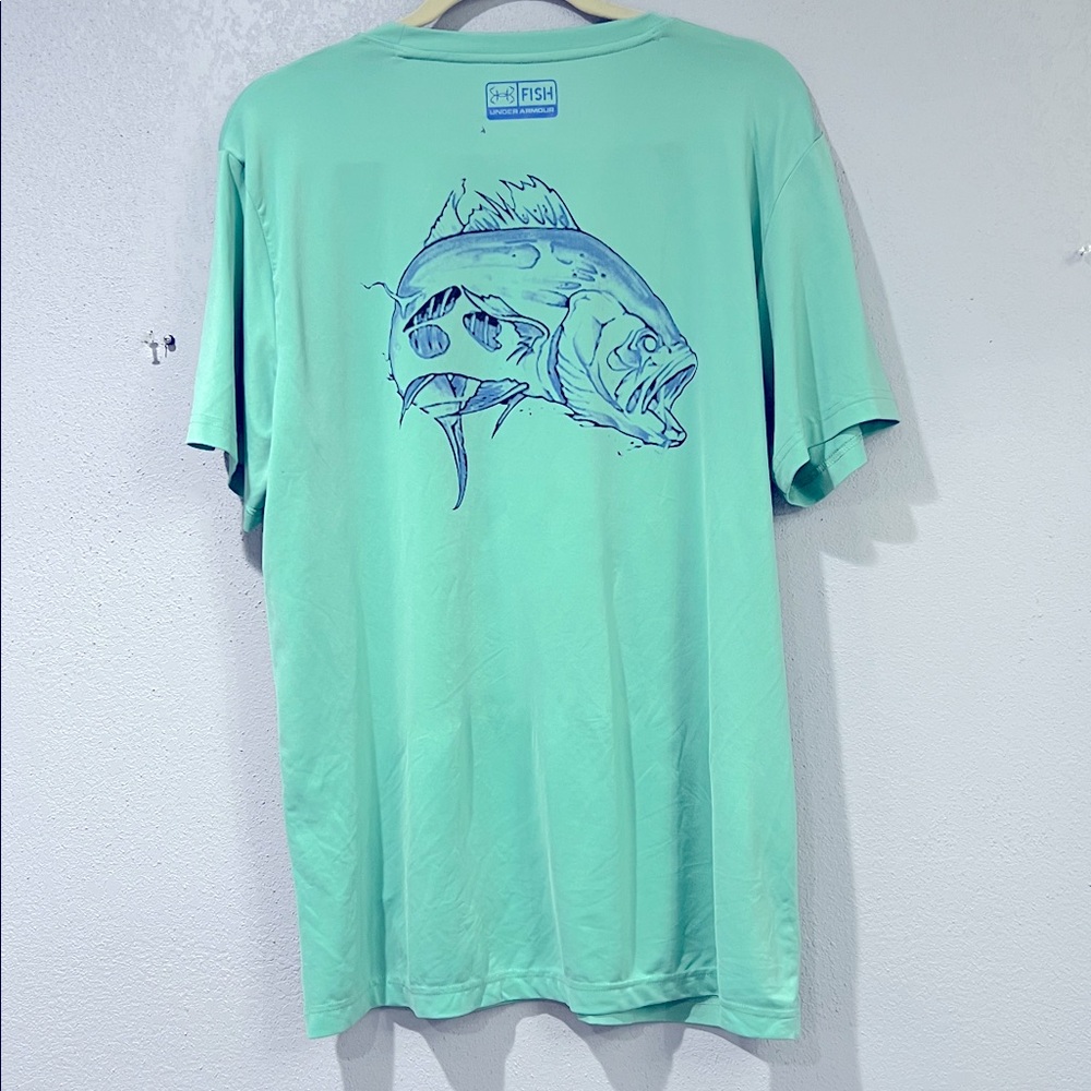 Under Armour Heat Gear Fresh Mint Short Sleeve Tee, Large Loose - Picture 2 of 4